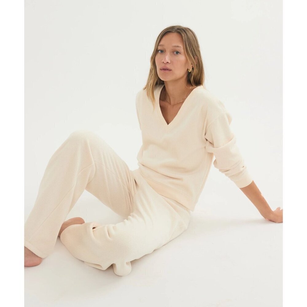 Marine Layer Cream Corduroy pants front buttons Size Small